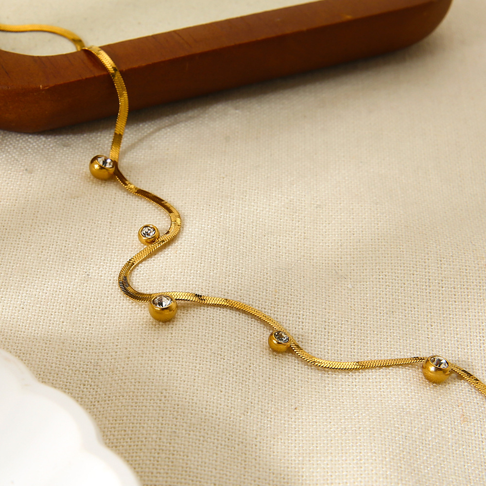 Collier Pendentif Simple Pour Femme, En Acier Inoxydable Étanche, Avec Chaîne Ronde Et Bracelet. Image3