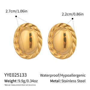 1 Paire De Boucles D'Oreilles Puces Simples Daily Circle En Acier Inoxydable Étanche Couleur Or Pour Femme h5 
