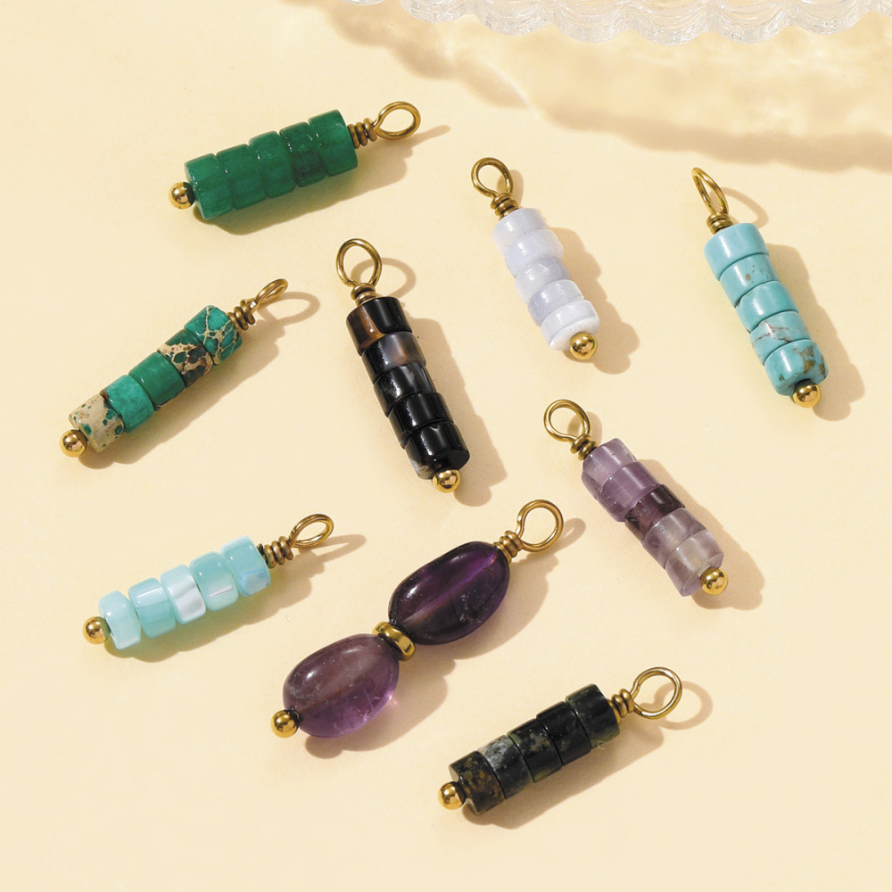 Pendentif Pour Femme En Perles De Pierres Naturelles, 1 Pièce h5Image3