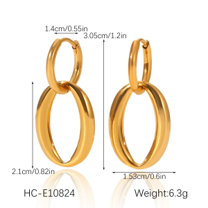 1 Paire De Boucles D'Oreilles Créoles Géométriques Simples Pour Femme, En Acier Inoxydable Étanches. h5 Image2
