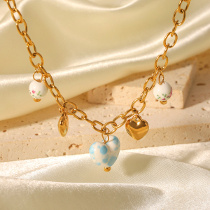 1 Paire De Colliers Pendentifs Pour Femmes, Collection Simple Series Daily Heart, En Acier Inoxydable Étanche h5 Image6