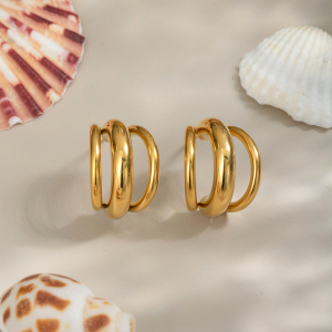1 Paire De Boucles D'Oreilles Puces Simples Et Élégantes Pour Femme, En Acier Inoxydable Imperméable, De Forme Irrégulière. h5 Image5