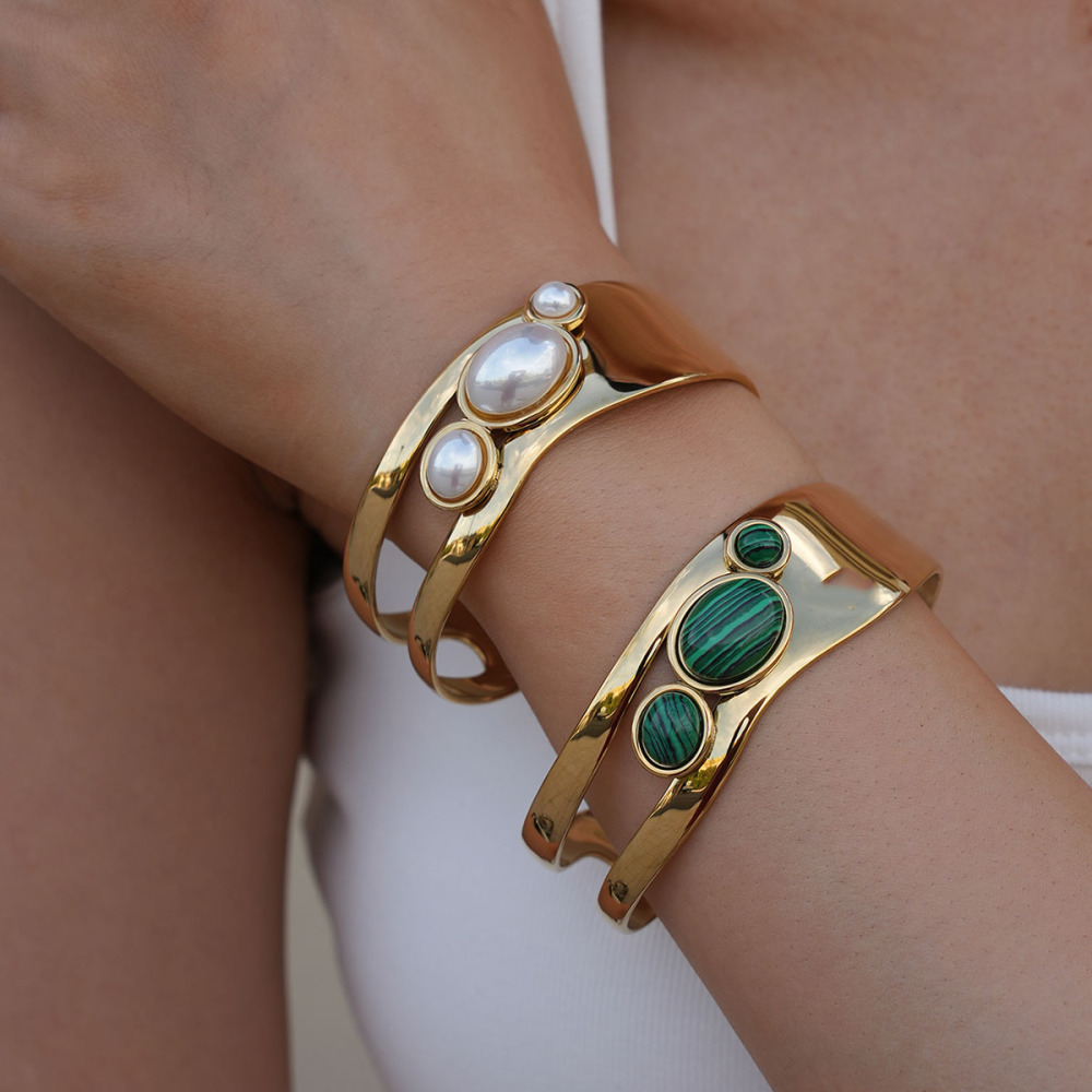 Bracelet Manchette Élégant Et Étanche En Acier Inoxydable Pour Femme (1 Pièce) Image3