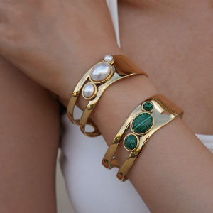Bracelet Manchette Élégant Et Étanche En Acier Inoxydable Pour Femme (1 Pièce) h5 Image3