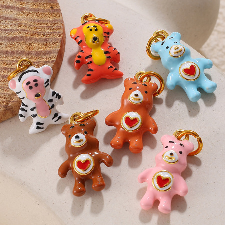 Pendentif DIY en acier inoxydable étanche, motif animal mignon (1 pièce) 2