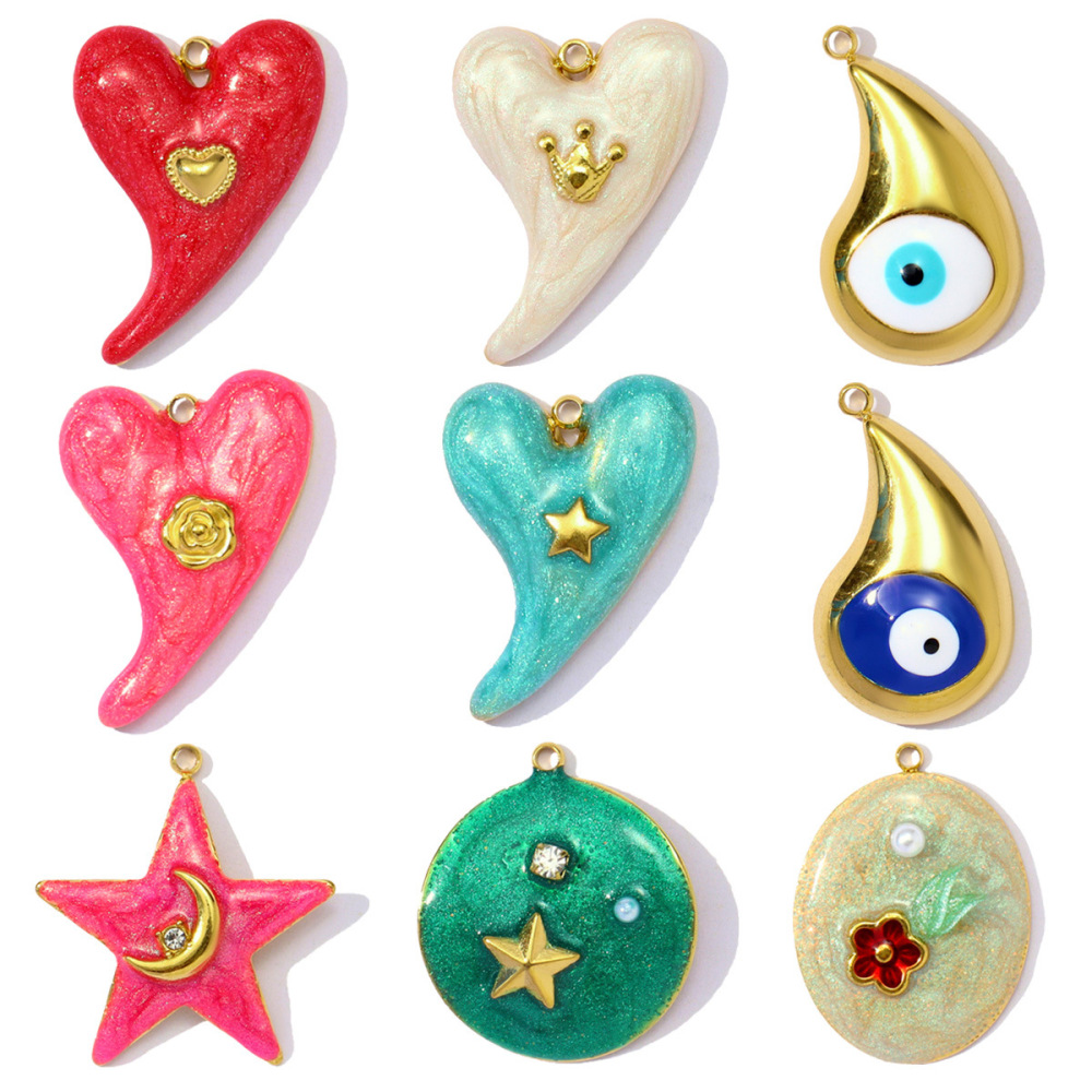 Pendentif Femme Diy En Forme De Goutte, En Acier Inoxydable Étanche, Couleur Or (1 Pièce) Image5