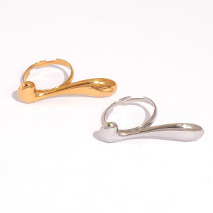 Bague Tendance En Acier Inoxydable Doré, Forme Simple Et Irrégulière (1 Pièce), Étanche. h5 Image8