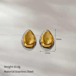 1 Paire De Boucles D'Oreilles Puces Haert En Acier Inoxydable Étanche, Coloris Or Et Argent. h5 Image2
