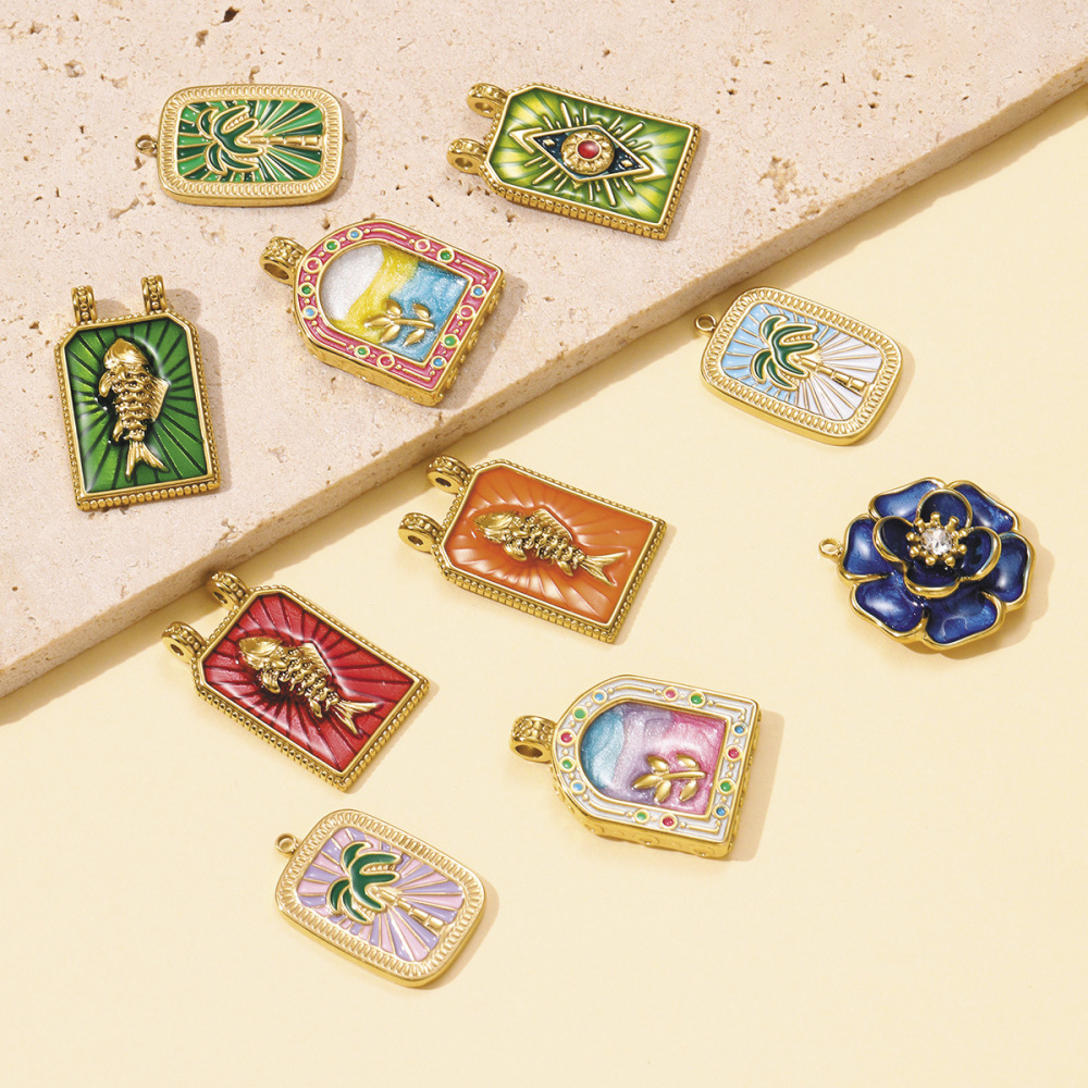 Pendentif Classique Pour Femme En Acier Inoxydable Étanche, Motif Tarot (1 Pièce) Image4