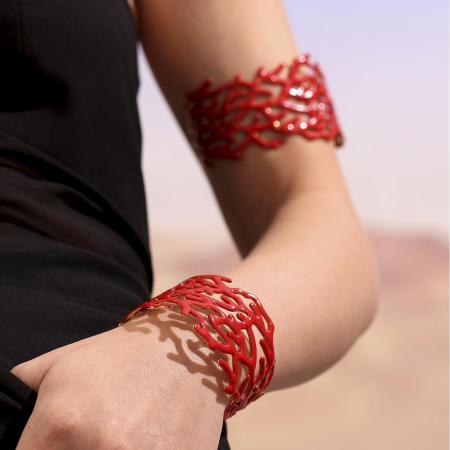 Bracelet classique pour femme en acier inoxydable, couleur or, couleur corail (1 pièce)