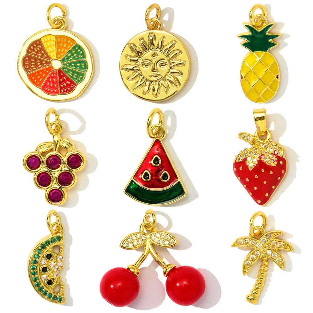 Pendentif Femme En Acier Inoxydable, Couleur Or, Orné De Fruits Naturels (1 Pièce) Image5