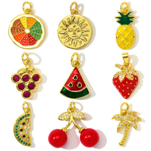 Pendentif Femme En Acier Inoxydable, Couleur Or, Orné De Fruits Naturels (1 Pièce) h5 Image5