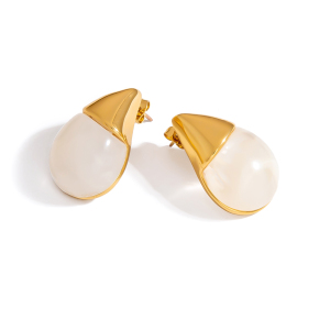 Boucles D'Oreilles Puces Pour Femme, En Acier Inoxydable, Forme Irrégulière, En Forme De Goutte De Fleur, 1 Paire h5