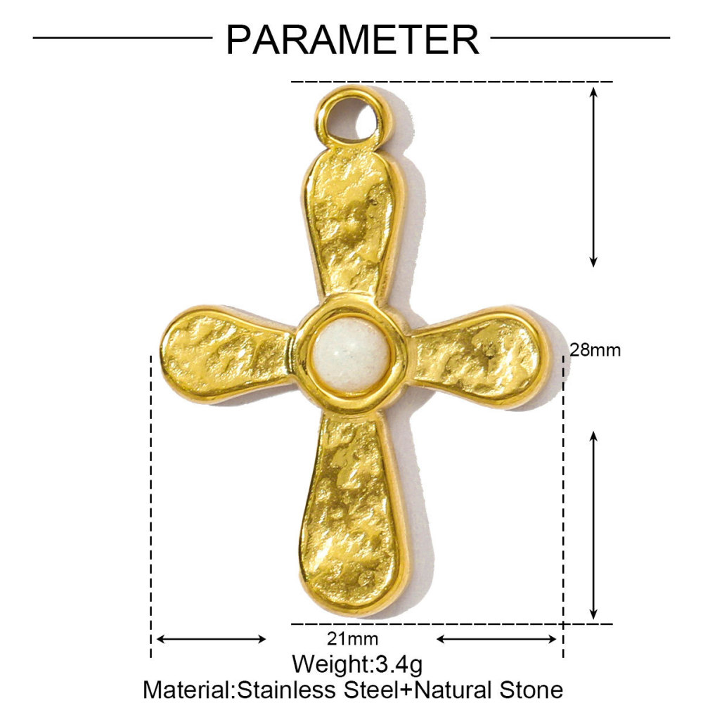 Pendentif Élégant En Pierre Naturelle Pour Femme, 1 Pièce, Croix Image2