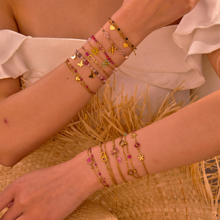 Bracelet à breloques romantique en acier inoxydable étanche en forme de cœur (1 pièce) 2