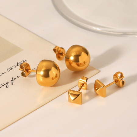 1 paire de boucles d'oreilles puces pour femme, en acier inoxydable imperméable, couleur or, de forme simple et irrégulière 2