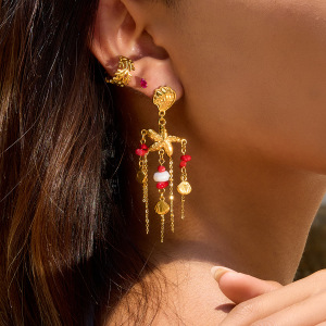 Boucles D'Oreilles Pendantes Pour Femme, En Acier Inoxydable, Couleur Or, Avec Coquillage Naturel Et Étanchéité. h5 Image6