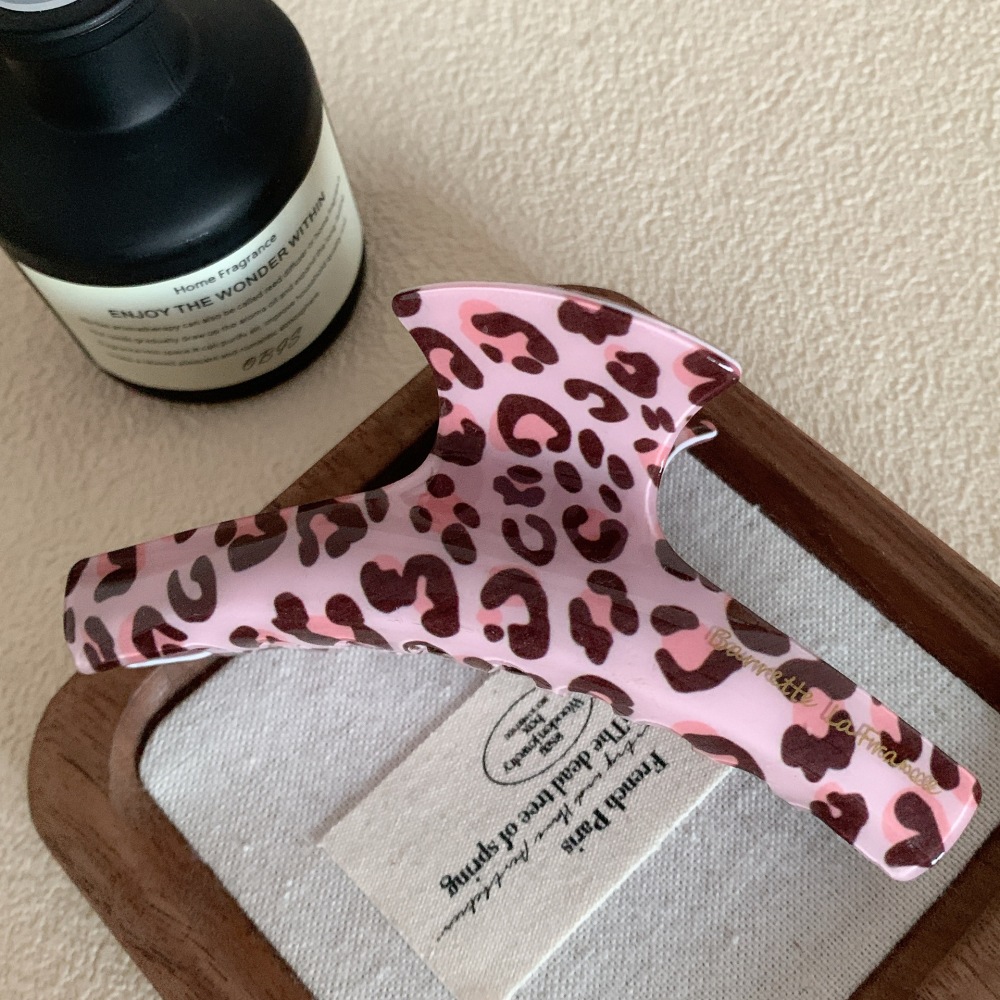 1 Paire De Pinces À Cheveux Pour Femme En Acétate, Motif Léopard, Style Décontracté, Série Classique 