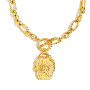 Collier Pendentif Femme Étanche En Acier Inoxydable, Collection Simple Series Classic Sun (1 Pièce) h5 