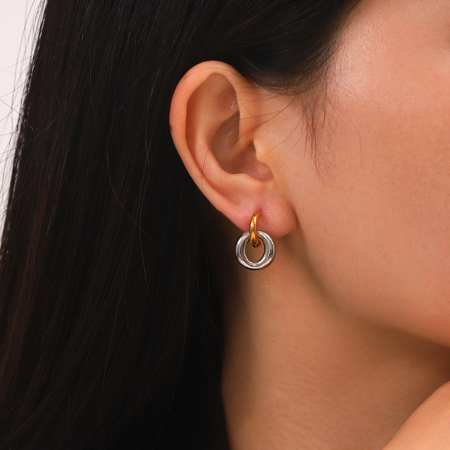 Boucles d'oreilles pendantes pour femme, style géométrique simple, en acier inoxydable étanche (1 paire)