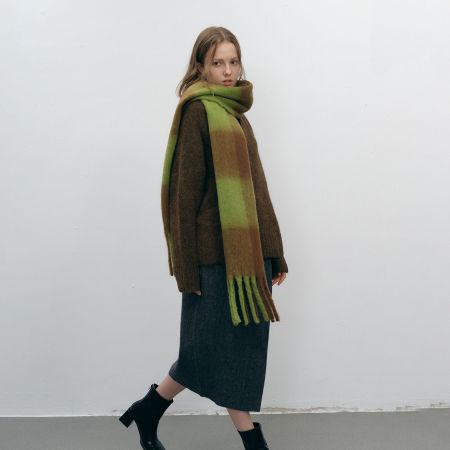 Écharpe d'hiver en polyester à carreaux classiques pour femme, 1 pièce, série simple 2