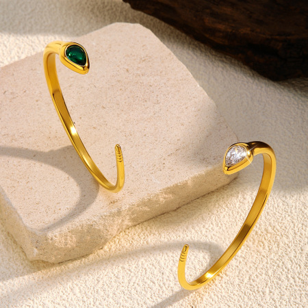Bracelet manchette étanche en acier inoxydable doré, forme serpent (1 pièce) 2