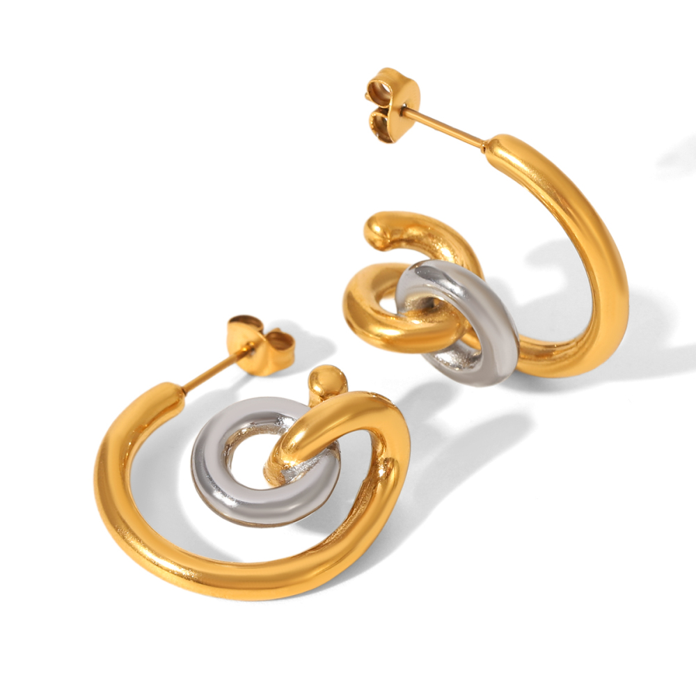 1 Paire De Boucles D'Oreilles Puces Pour Femme, En Acier Inoxydable Imperméable, Couleur Or, De Forme Irrégulière, À Porter Au Quotidien