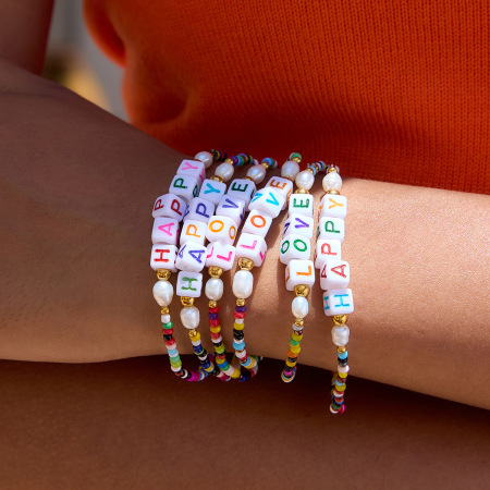 Bracelet en perles colorées en résine pour femme, 1 pièce 2