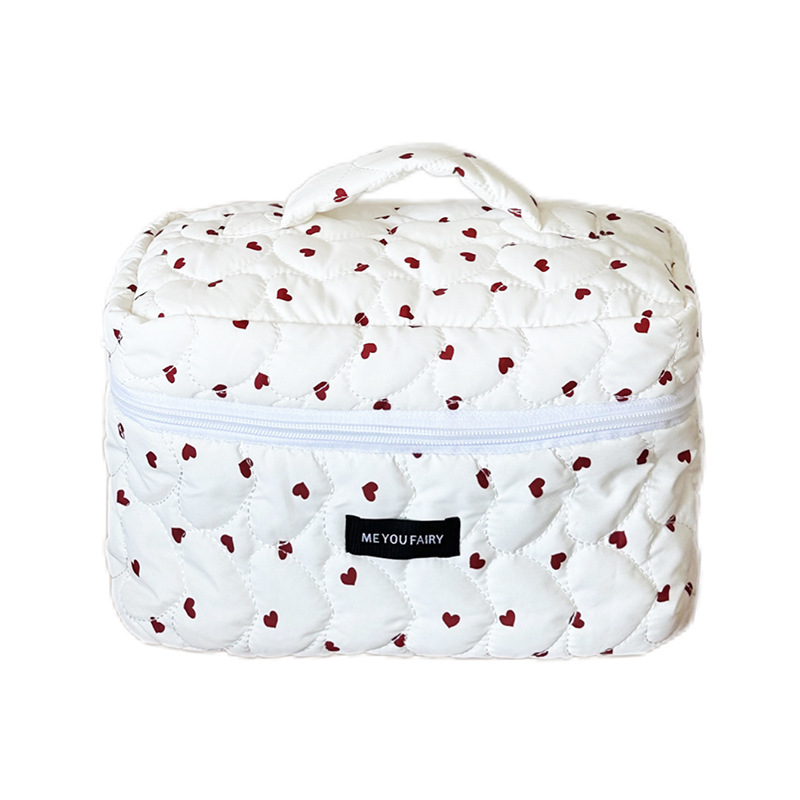 Trousse De Maquillage Classique Pour Femme, Imprimée Sur Tout Le Pourtour, Motif Cœur, 1 Pièce