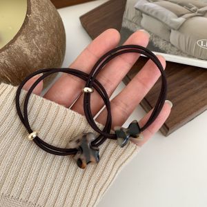 1 Paire D'Élastiques À Cheveux En Acétate Pour Femme, Motif Chien Mignon h5 Image4