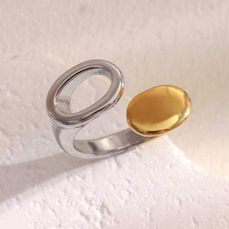 Bague tendance décontractée en acier inoxydable de couleur assortie, 1 pièce, collection Simple, style mixte, étanche. 2