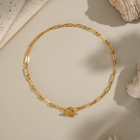 Collier à chaîne en acier inoxydable étanche couleur or (1 pièce)