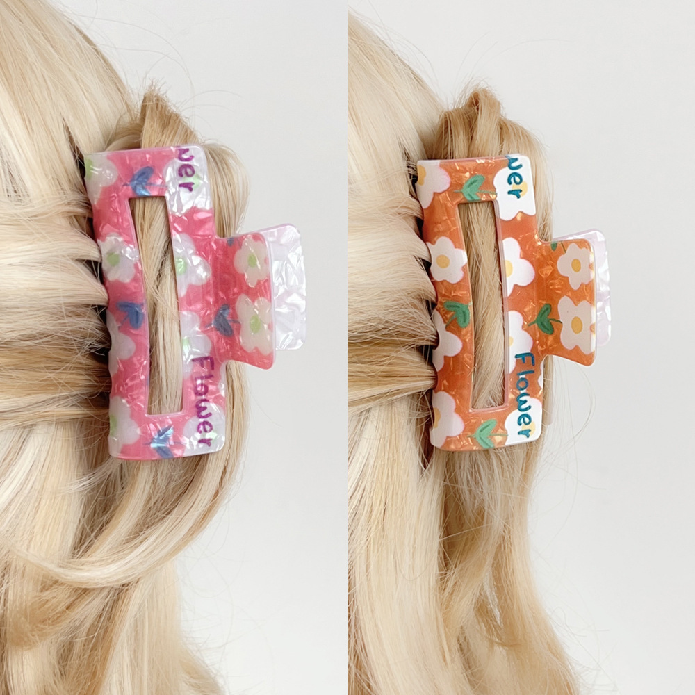 1 Pince À Cheveux En Acrylique Pour Femme, Motif Fleur Douce Image4