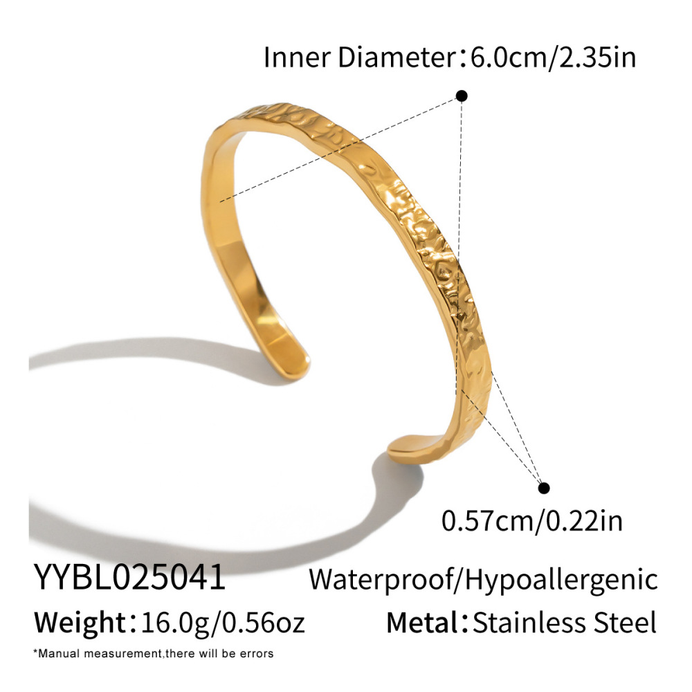 Bracelet Jonc Étanche En Acier Inoxydable Doré, Motif Marteau (1 Pièce) 