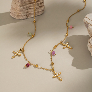 Collier Avec Pendentif En Forme De Croix En Acier Inoxydable Pour Femme, Luxueux Et Élégant, 1 Pièce h5 Image5