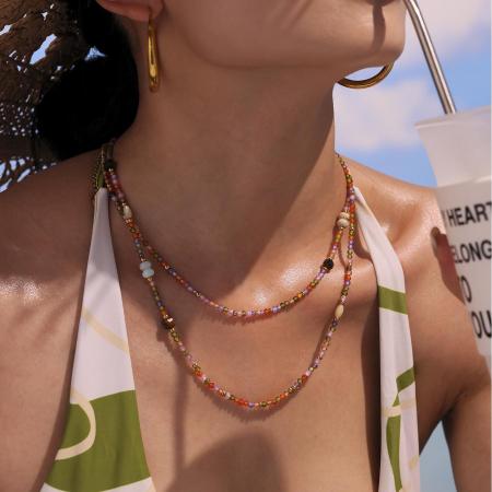 Colliers de perles pour femmes, série 1 pièce, perles colorées, pierres naturelles