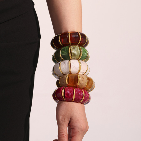 Bracelet jonc bohème en résine pour femme, série classique, 1 pièce