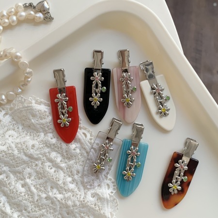 1 paire de pinces à cheveux pour femme en acétate, série classique, motif fleur douce 2