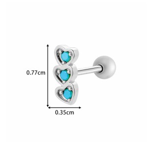 Boucle D'Oreille Piercing En Forme De Cœur En Cuivre Doré Et Zircon h5 Image2