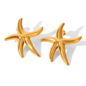 1 Paire De Boucles D'Oreilles Puces Simples Et Imperméables En Acier Inoxydable En Forme D'Étoile De Mer Pour Femmes. h5 