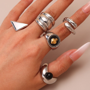 Bague Classique De Forme Irrégulière En Acier Inoxydable, Étanche, Couleur Or h5 Image4