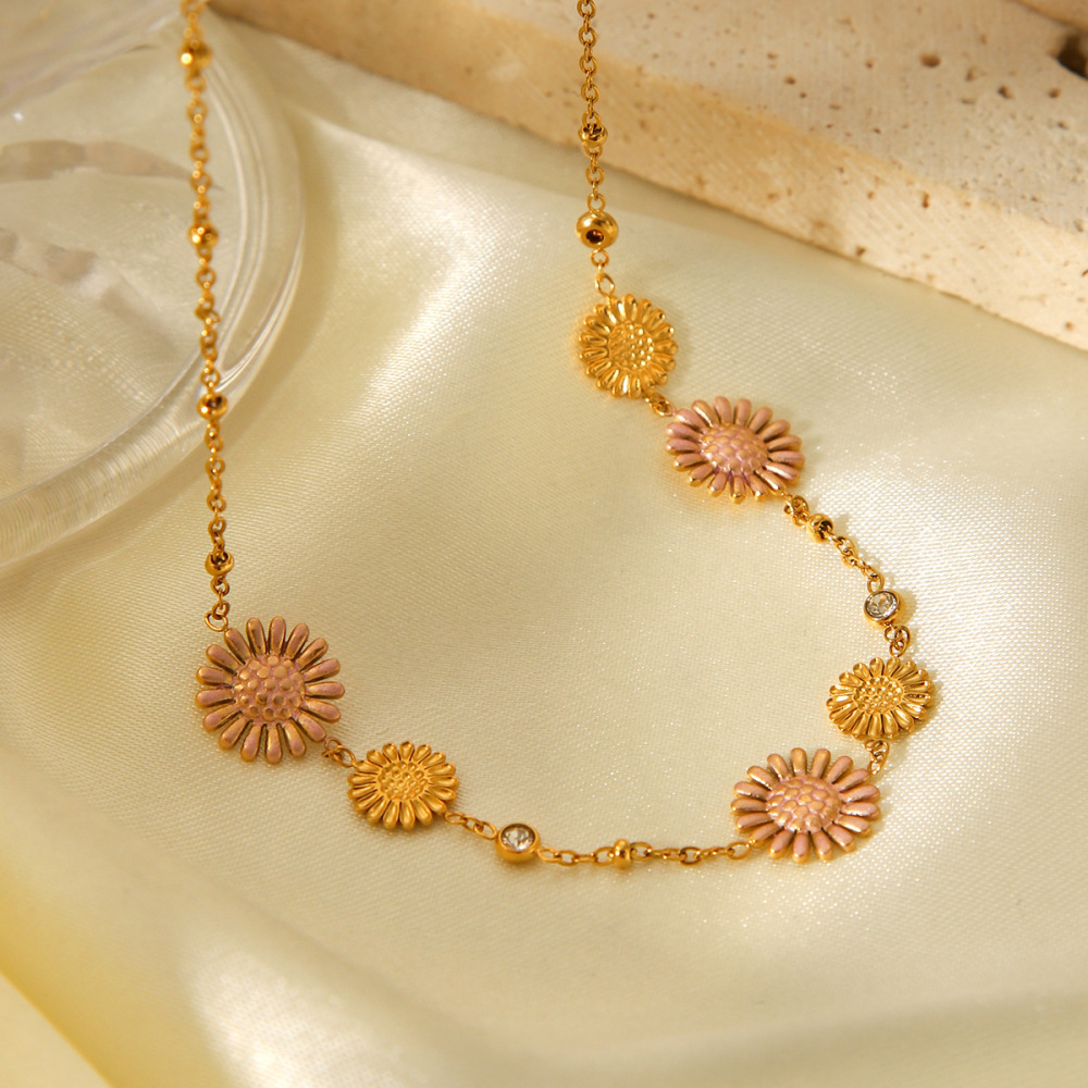 Collier À Maillons Pour Femme Daily Flower En Acier Inoxydable Étanche (1 Pièce) Image4