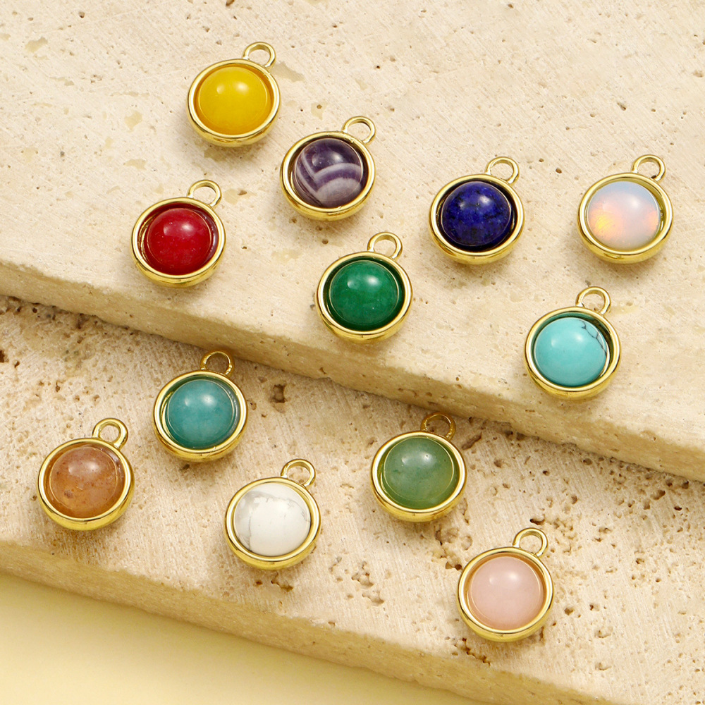 Pendentif Rond Classique En Pierres Naturelles Pour Femme, 1 Pièce Image4