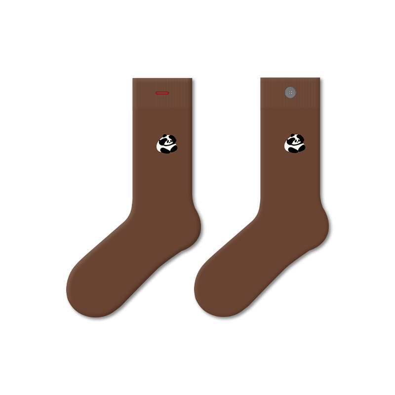 1 Paire De Chaussettes Mi-Mollet Simples En Coton Brodées Avec Dessin Animé h5Image3