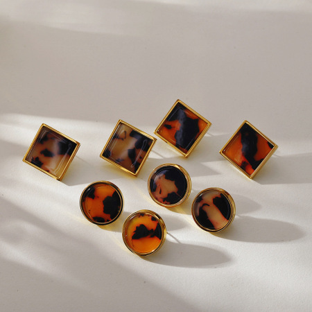 1 paire de boucles d'oreilles à tige rétro en acrylique motif léopard