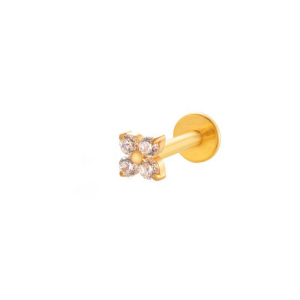 Boucles D'Oreilles Percées En Alliage De Titane Doré Et Zircon Pour Femme, 1 Pièce h5 Image6