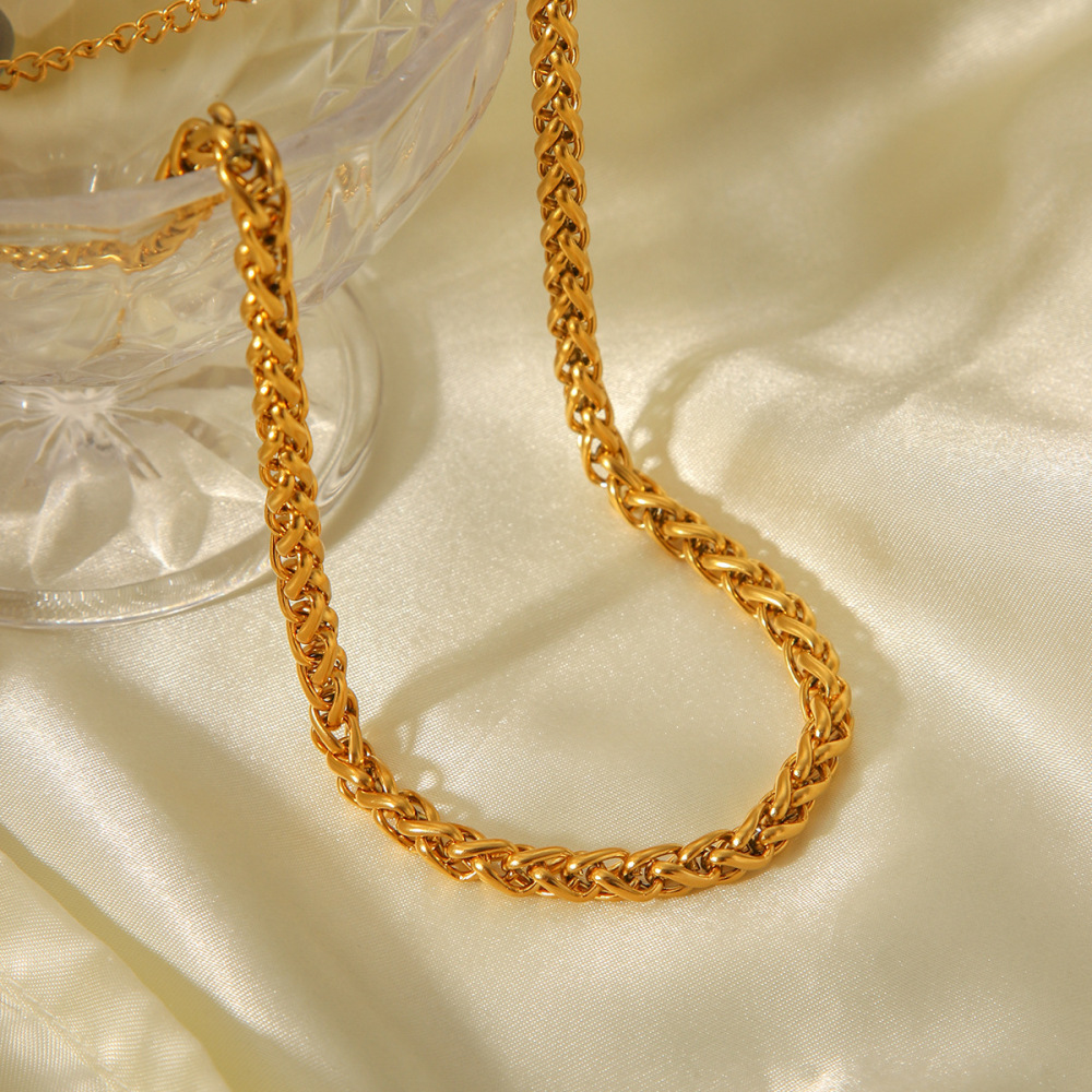 1 Collier À Maillons Quotidiens En Acier Inoxydable Étanche Couleur Or Pour Femme h5Image4