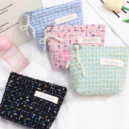 Trousse de maquillage à carreaux doux, série romantique, 1 pièce