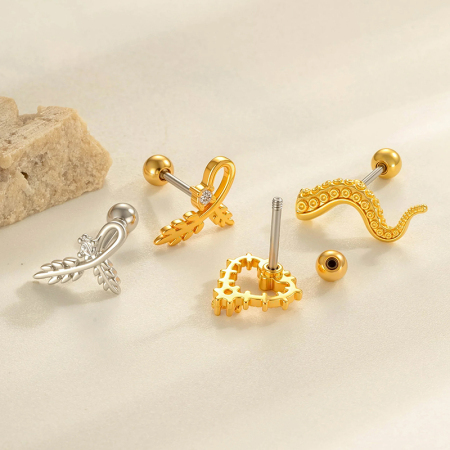 Boucles d'oreilles piercing simples en forme de losange, cuivre, or et zircone, pour femme, 1 pièce 2