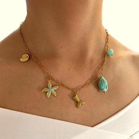 Collier pendentif Oceanic en acier inoxydable étanche couleur or (1 pièce)